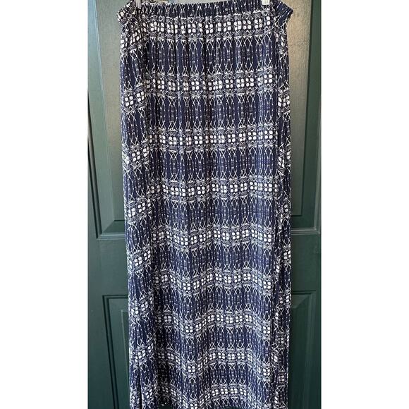 Umgee Blue and White Flowy Maxi Skirt Sz XL Sheer Lined Beachy Boho Fairy - Picture 1 of 5